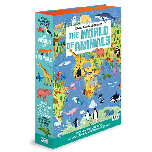 Слика на The World of Animals - Book and Shaped Puzzle (Travel, Learn and Explore)