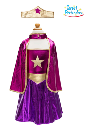 Слика на Суперхерој ЅВЕЗДА Фустан, наметка и круна 5-6 години - Great Pretenders