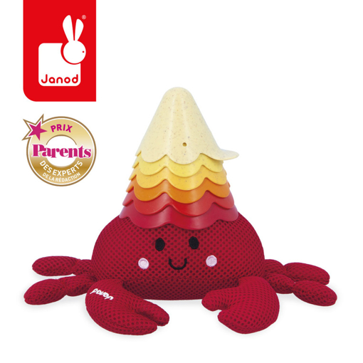 Слика на Играчка за капење КРАБА СО РАЗНОБОЈНИ ШКОЛКИ - Janod