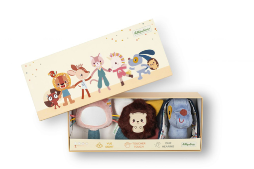 Слика на Комплет од 3 меки сензорни играчки ДРУГАРИТЕ НА КУЧЕТО ЏУЛС– Lilliputiens