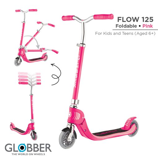 Слика на Тротинет FLOW FOLDABLE 125 (Розов) - Globber