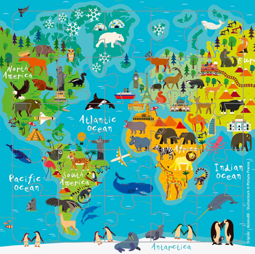 Слика на Картичка за подарок со сложувалка, Мапа на светот - Pictura