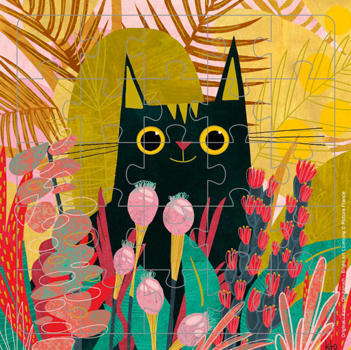 Слика на Картичка за подарок со сложувалка, Мала црна мачка - Pictura