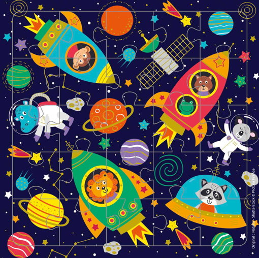 Слика на Картичка за подарок со сложувалка, Животни во вселената  - Pictura