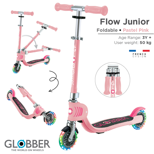 Слика на Тротинет FLOW FOLDABLE JUNIOR LIGHTS (Розов) - Globber