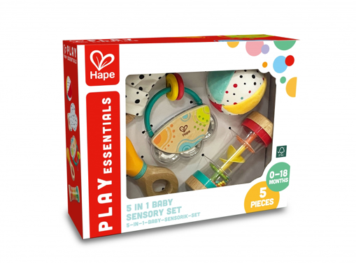 Слика на Комплет за бебe, 5 во 1 сензорни играчки - Hape