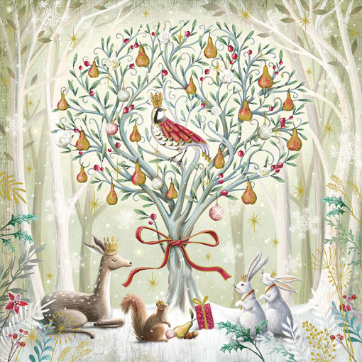 Слика на Новогодишна картичка, Животни околу крушата - Pictura