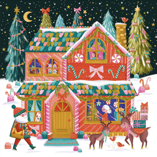 Слика на Новогодишна картичка, Куќичка од медењаци - Pictura