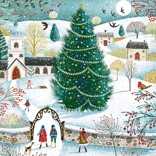 Слика на Новогодишна картичка, Снежен пејзаж - Pictura