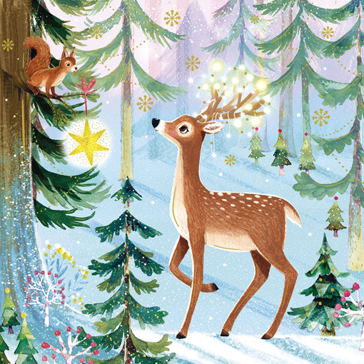 Слика на Новогодишна картичка, Елен и верверица - Pictura