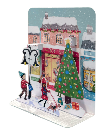 Слика на Новогодишна 3D мини картичка, Снежни продавници  - Pictura