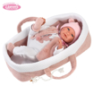 Слика на Бебе Mimi со розова носилка (плаче, вели мама и папа) 42 cm – Llorens Dolls