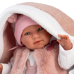 Слика на Бебе Mimi со розова носилка (плаче, вели мама и папа) 42 cm – Llorens Dolls