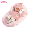 Слика на Бебе Bimba со розово перниче, облека и капичка, 35 cm  (без звуци) - Llorens Dolls