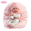 Слика на Бебе Bimba со розово перниче, облека и капичка, 35 cm  (без звуци) - Llorens Dolls