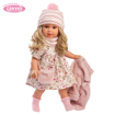 Слика на Кукла Lucia, со долга руса коса, розов капут и торбичка, 40cm (без звуци) - Llorens Dolls