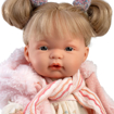 Слика на Кукла ЖОЕЛА во розов елек од крзно, 38 cm (плаче, вели мама и папа)  – Llorens Dolls