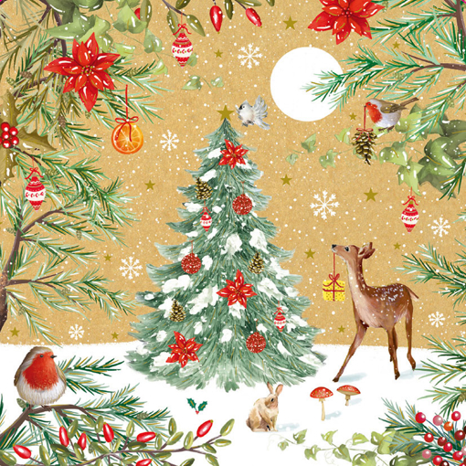 Слика на Новогодишна честитка ЖИВОТНИТЕ ЈА УКРАСУВААТ ЕЛКАТА, Cosy Paper - Pictura