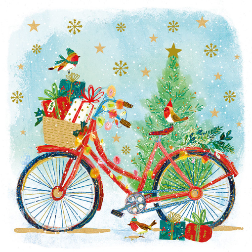 Слика на Новогодишна честитка ВЕЛОСИПЕД НАТОВАРЕН СО ПОДАРОЦИ, Cosy Paper - Pictura