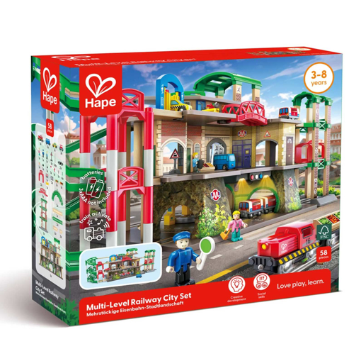 Слика на Градски железнички комплет на повеќе катови (58 елементи) - Hape Inetrnational