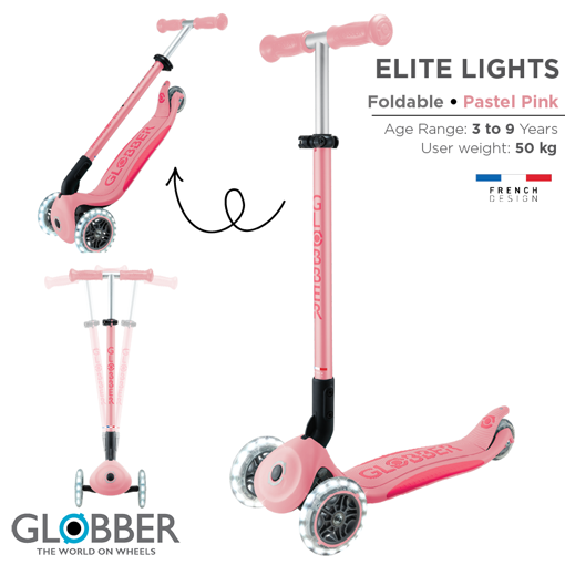 Слика на Тротинет ELITE LIGHTS (Пастелно розов) - Globber