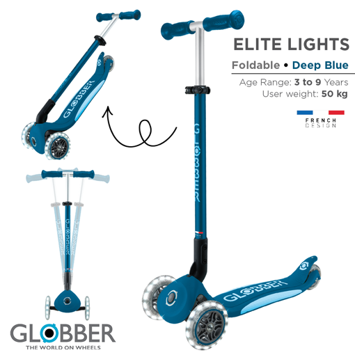 Слика на Тротинет ELITE LIGHTS (Темно син) - Globber