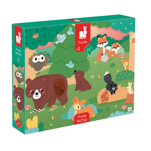 Слика на Сложувалка со текстури за допирање - Животни од шумата, 20 парчиња - Janod