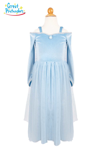 Слика на Кадифено мек син фустан за принцези 5-6 години - Great Pretenders