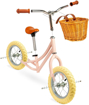 Слика на Детски баланс велосипед со кошничка, розев – Pink Balance Bike – Bigjigs Toys