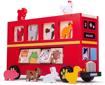 Слика на Дрвен црвен автобус, сортер со животни – Bigjigs Toys