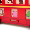 Слика на Дрвен црвен автобус, сортер со животни – Bigjigs Toys