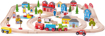 Слика на Дрвен железнички сет „ Во Град и на Село“ 91 елемент – Town & Country Train Set – Bigjigs Toys