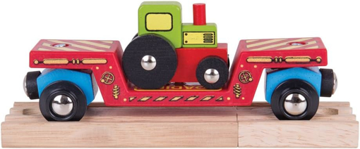 Слика на Вагон со трактор – Tractor Low Loader – Bigjigs Rail