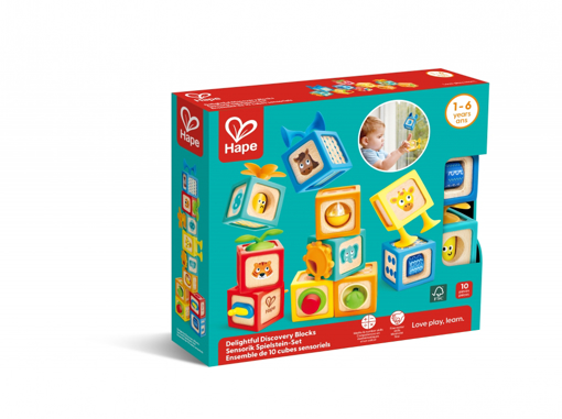 Слика на СЕНЗОРНИ ДРВЕНИ КОЦКИ Delightful Discovery, 10 делови –  Hape