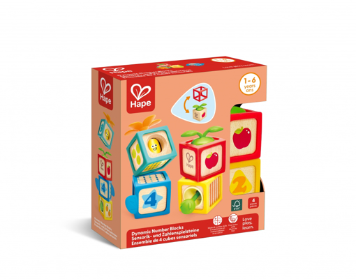 Слика на СЕНЗОРНИ КОЦКИ за броење Dynamic Number Blocks, 4 парчиња -  Hape