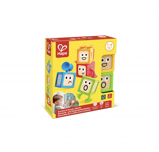 Слика на СЕНЗОРНИ ДРВЕНИ КОЦКИ со вакум вендузи, 4 парчиња – Hape