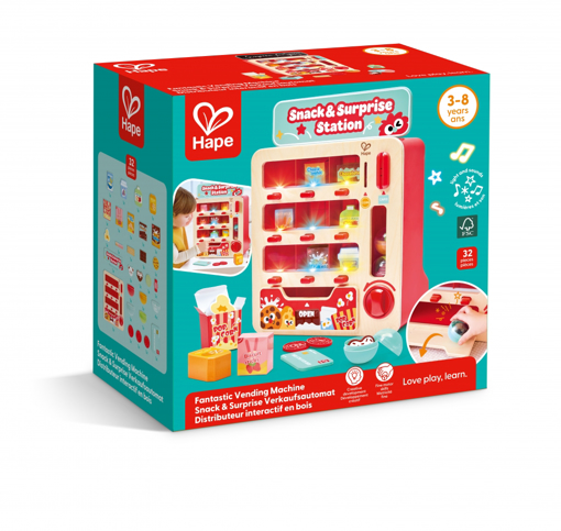 Слика на Интерактивен сет – ВЕНДИНГ АВТОМАТ Fantastic Vending Machine, 32 делови -  Hape